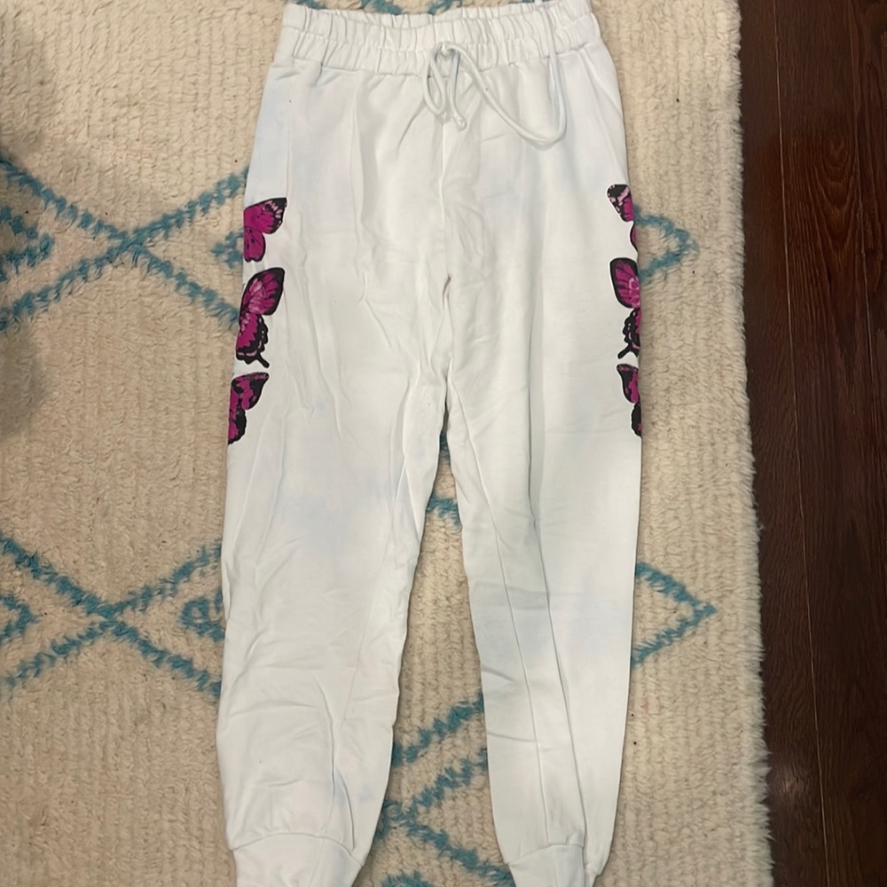 Blue Butter Cup butterfly sweat pants